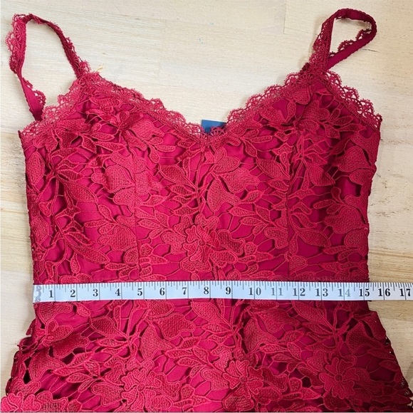 Marchesa Note beautiful lace midi dress in red/wine - Picture 13 of 13